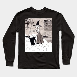 Brewing a Witchy Potion Inktober Painting Long Sleeve T-Shirt